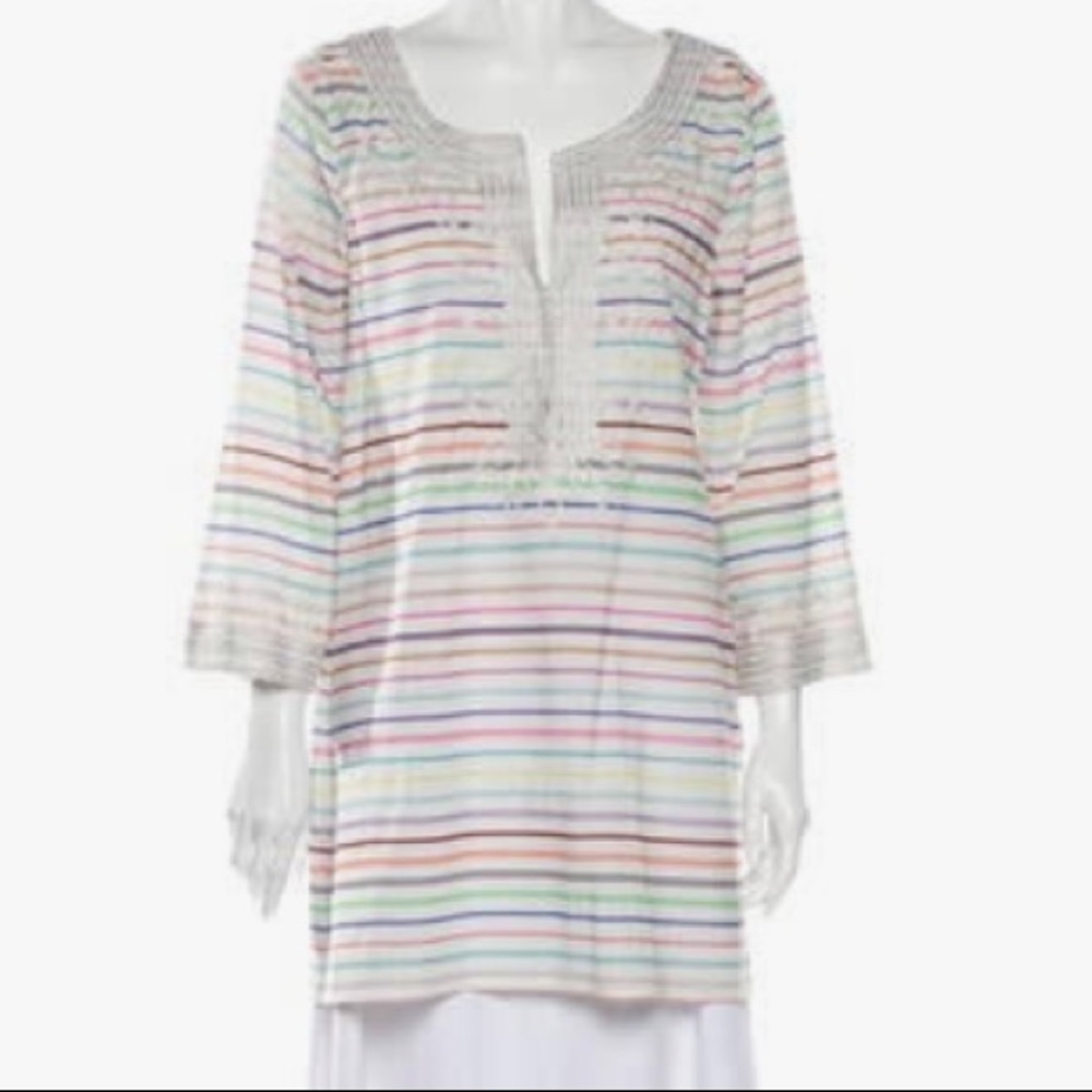 Calypso St. Barth White Rainbow Tunic Small - Picture 5 of 5